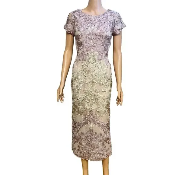 white christmas dresses JS Collections Two-Tone Lace Embroidery Cocktail Dress Black/ Vanilla